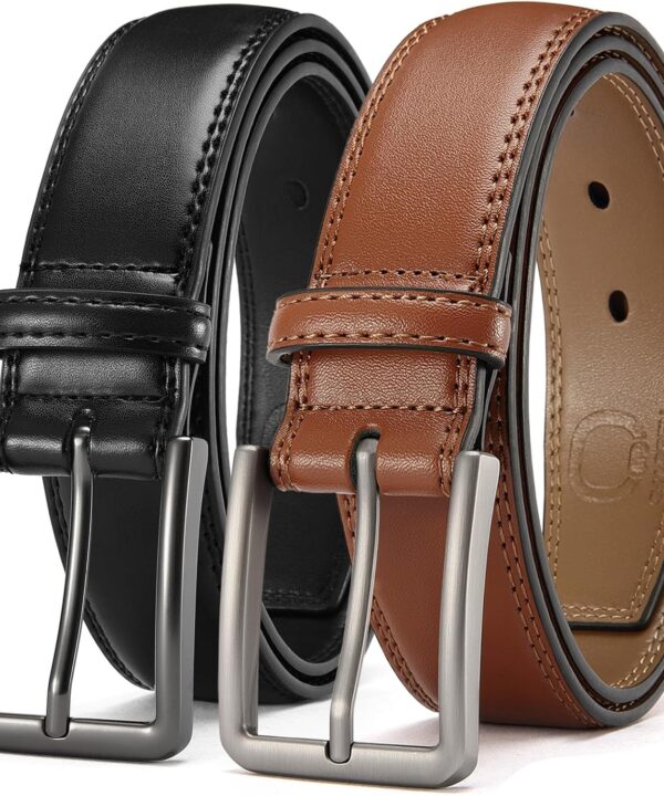 CHAOREN Leather Dress Belt Men 2 Pack - 1 3/8" Mens Belts for Work Business Casual Jeans