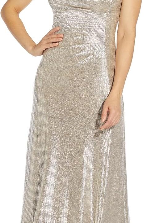 Adrianna Papell Womens Metallic Knit Gown