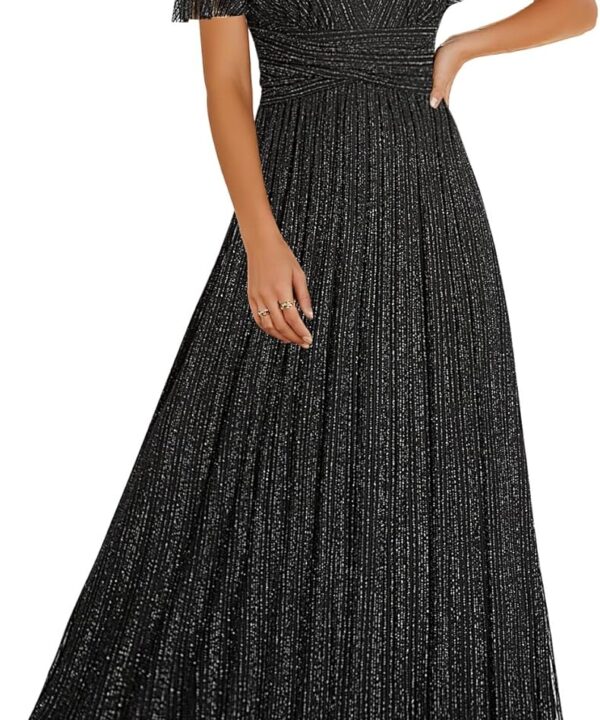 Pinup Fashion Women Plus Size Formal Dresses - Evening Gowns Long Sleeve Wedding Guest Glitter Prom Long Dress