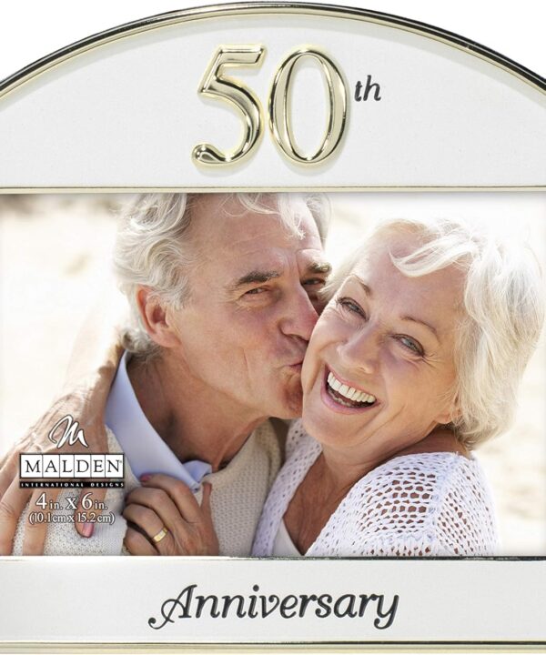Malden International Designs Wedding 50th Anniversary Two Tone Picture Frame, 4x6, Gold/Silver