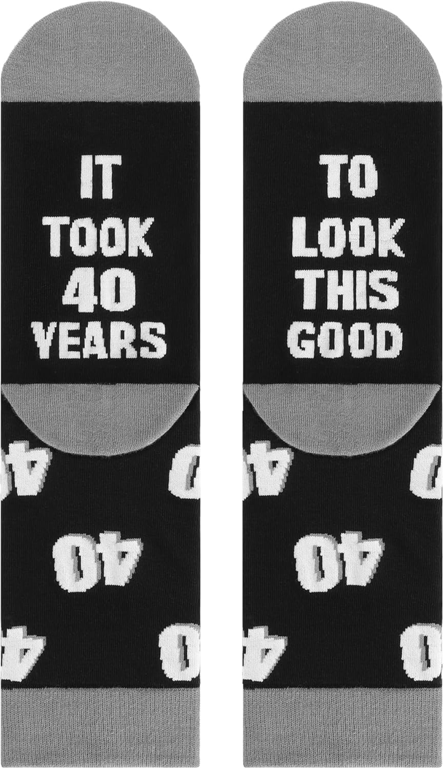 Bibalabili 40th 50th 60th Birthday Gifts for himMen 40th 50th 60th Birthday Decorations, Funny Black Crew Cotton Socks