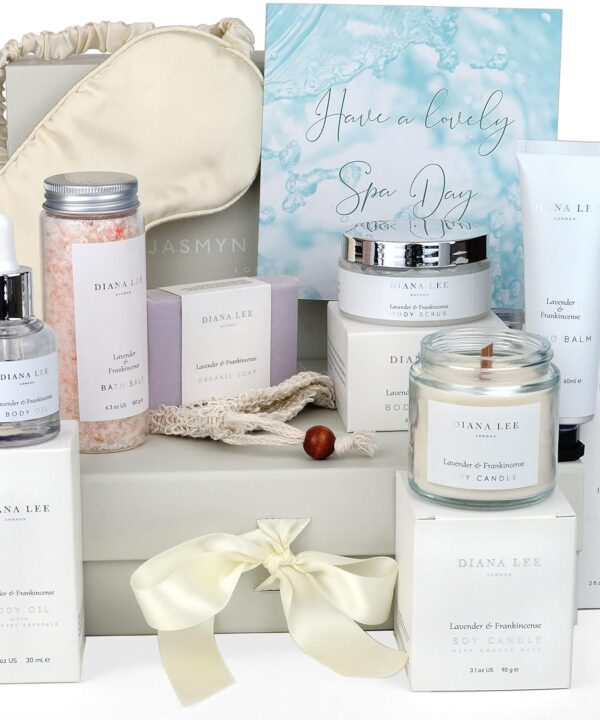 Jasmyn & Greene Luxury Spa Gift Basket for Women - 10 Relaxing Spa Birthday Gifts for Women with Lavender. Bridal Shower Gifts for Woman with Self Care Kit. Get Well Soon Package for Mother Sister.