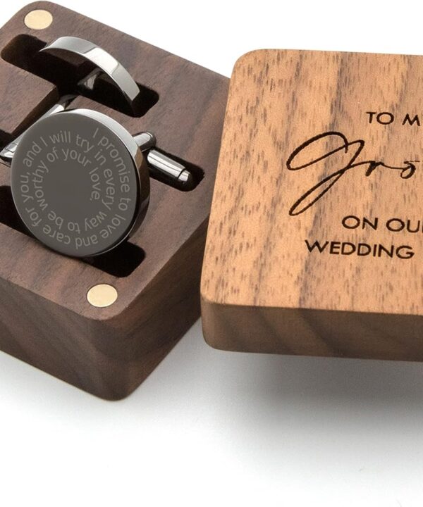 MUUJEE Cufflinks with Engraved Wood Gift Box