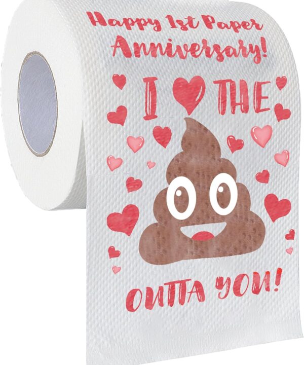 Happy 1 Year Anniversary Wedding Decorations For Him, One Year Anniversary, 1st Year Toilet Paper Gifts, First Anniversary Men Women Husband, Girlfriend, Boyfriend, Her, Wife, Couple (1 Roll)