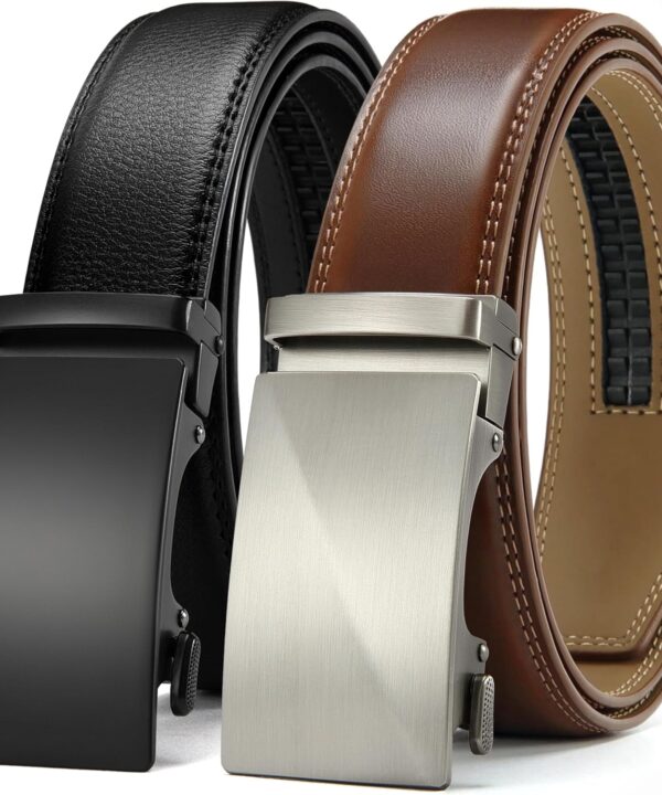 CHAOREN Leather Ratchet Belt Men 2 Pack - Customizable Fit, Effortless Style (35mm)