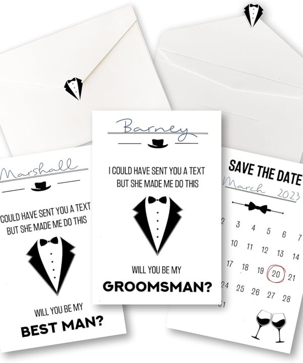 10 Groomsmen Proposal Cards Set - 8 Will You Be My Groomsman Proposal Gifts for Wedding, 2 Best Man Proposal Gifts, Funny Asking Groomsman Card, Suit Up Groomsmen Gift Box Invitation Ideas