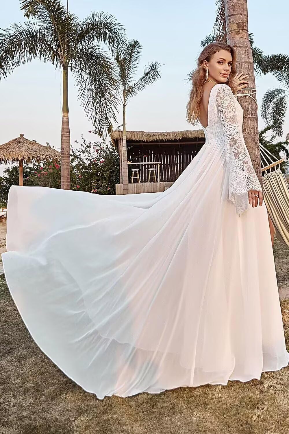Long Sleeve Lace Wedding Dresses for Bride 2025 Long Tulle Mermaid Satin Wedding Dress for Women