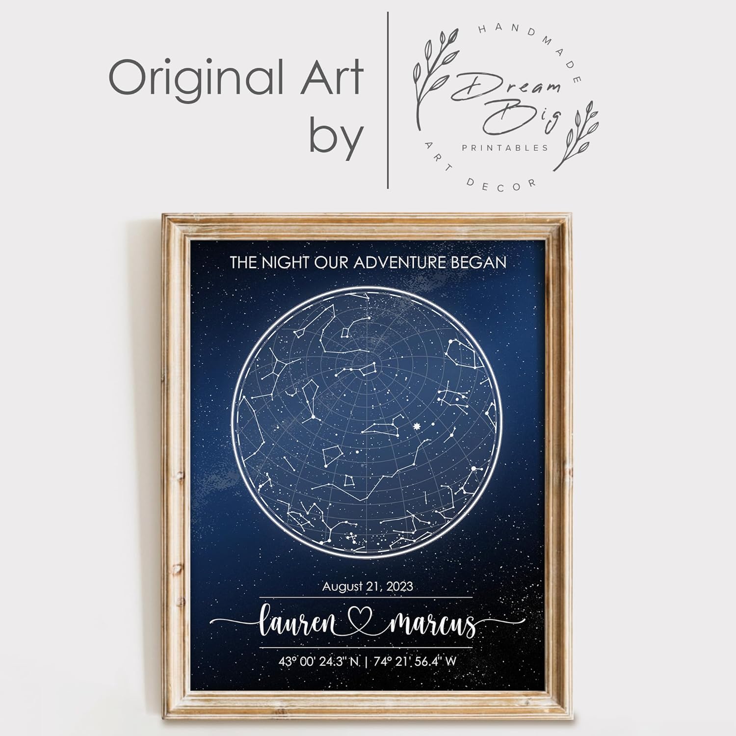 Custom Star Map – Fully Personalized (Your Details, Size, Color, Framing) | Romantic Gifts for Her | Gifts for Husband | Paper Anniversary Art Print | Great Gift for Special Ocassions (e.g. Wedding, Valentines Day, Birthday, etc)