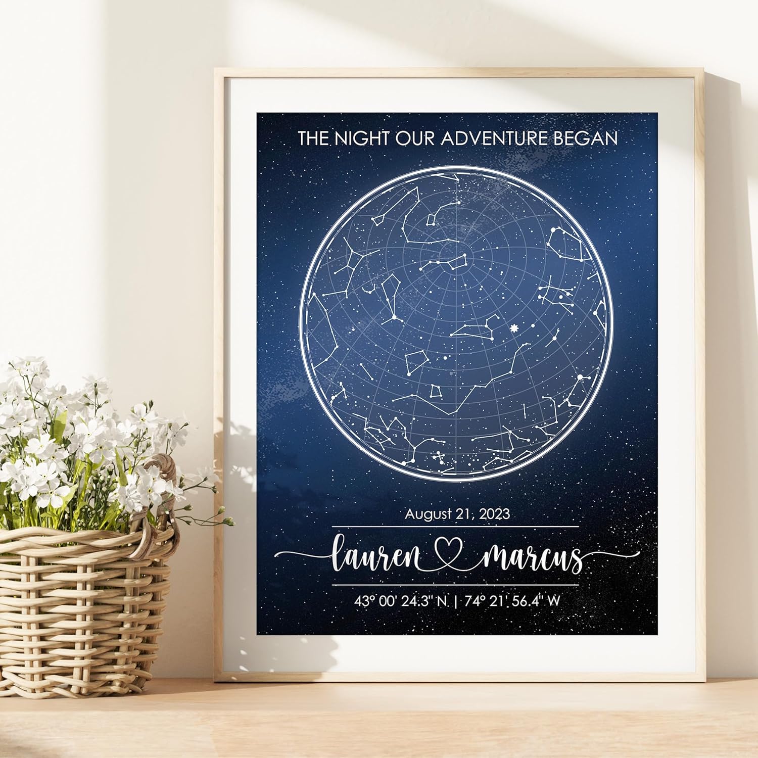 Custom Star Map – Fully Personalized (Your Details, Size, Color, Framing) | Romantic Gifts for Her | Gifts for Husband | Paper Anniversary Art Print | Great Gift for Special Ocassions (e.g. Wedding, Valentines Day, Birthday, etc)