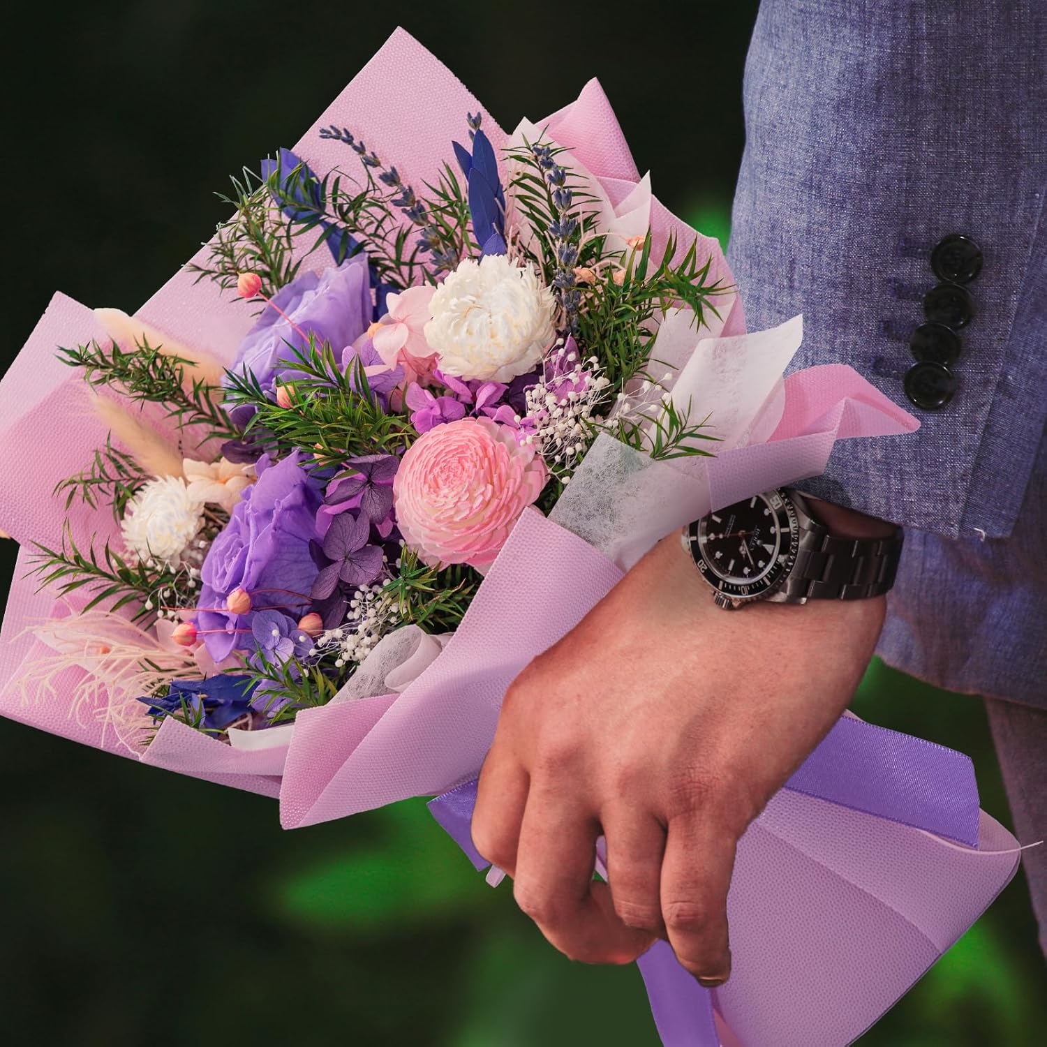 HUACHIPLUS Preserved Rose Bouquets: Fresh Flowers Bouquet- Romantic Gifts for Mom Wife Girlfriend Women-Flowers for Delivery Prime on Christmas Valentines Day Anniversary Mothers Day Birthday (Lilac)