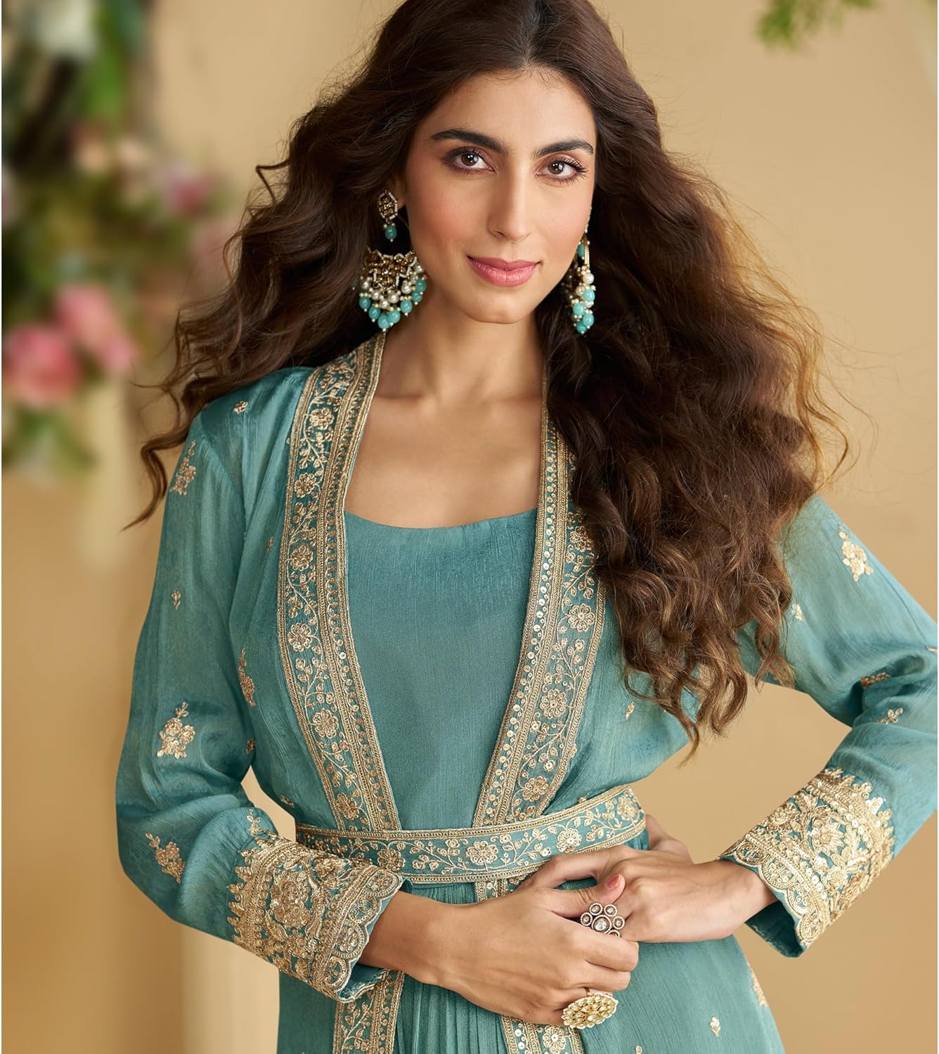 The kurti bazaar Indian Designer Pakistani Style Ready to Wear Stitched Anarkali Gown Suits for Wedding