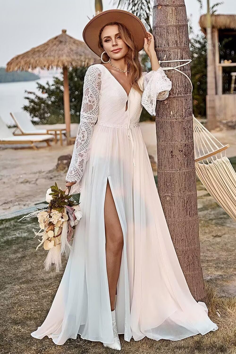 Long Sleeve Lace Wedding Dresses for Bride 2025 Long Tulle Mermaid Satin Wedding Dress for Women