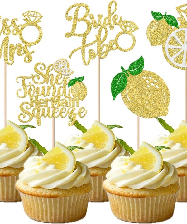 Rsstarxi 30 Pack Birde to Be Cupcake Toppers She Found Her Main Squeeze Cupcake Picks for Miss to Mrs Theme Bridal Shower Wedding Engagement Party Cake Decorations Supplies