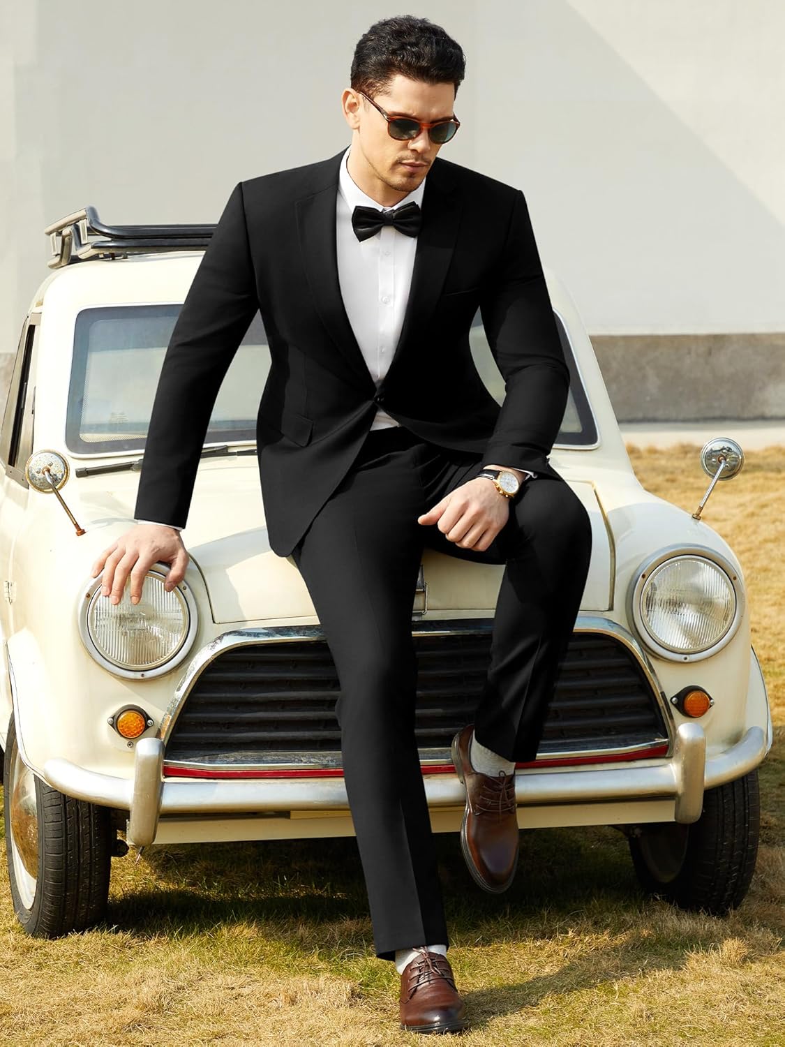 WEEN CHARM Mens Suits Slim Fit 2 Piece One Button Blazer Jacket Wedding Prom Tuxedo Pants Set