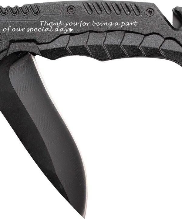 Corfara Engraved Pocket Knife for Groomsmen Best Man Father of the Bride Father of the Groom Groomsmen Gifts for Wedding Camping Knife with Window Glass Breaker and Seatbelt Cutter