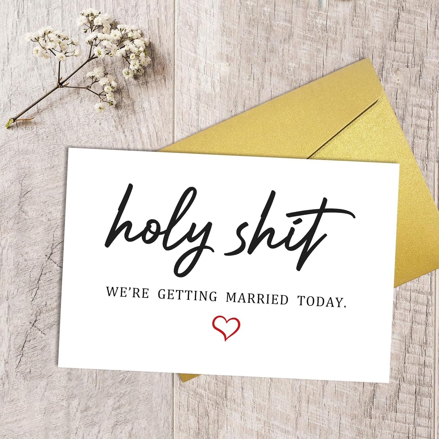 Qiliji Funny Wedding Day Card, Groom Bride Wedding Day Vows Card, To My Husband Wife On Our Wedding Day Card, Holy Shit Were Getting Married Today