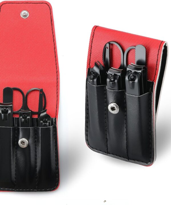 Cool Manicure Set for Men, Nail Clipper Grooming Kit for Teen Boy, Boyfriend, Husband, Dad, Small Gift Idea for Christmas Stocking Stuffers or Birthday Gift (Black)