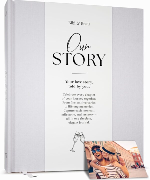 Couples Anniversary Journal  1st to 75th Year Scrapbook & Keepsake Album | Paper Gift for Husband or Wife | Relationship Memory Book (Grey)