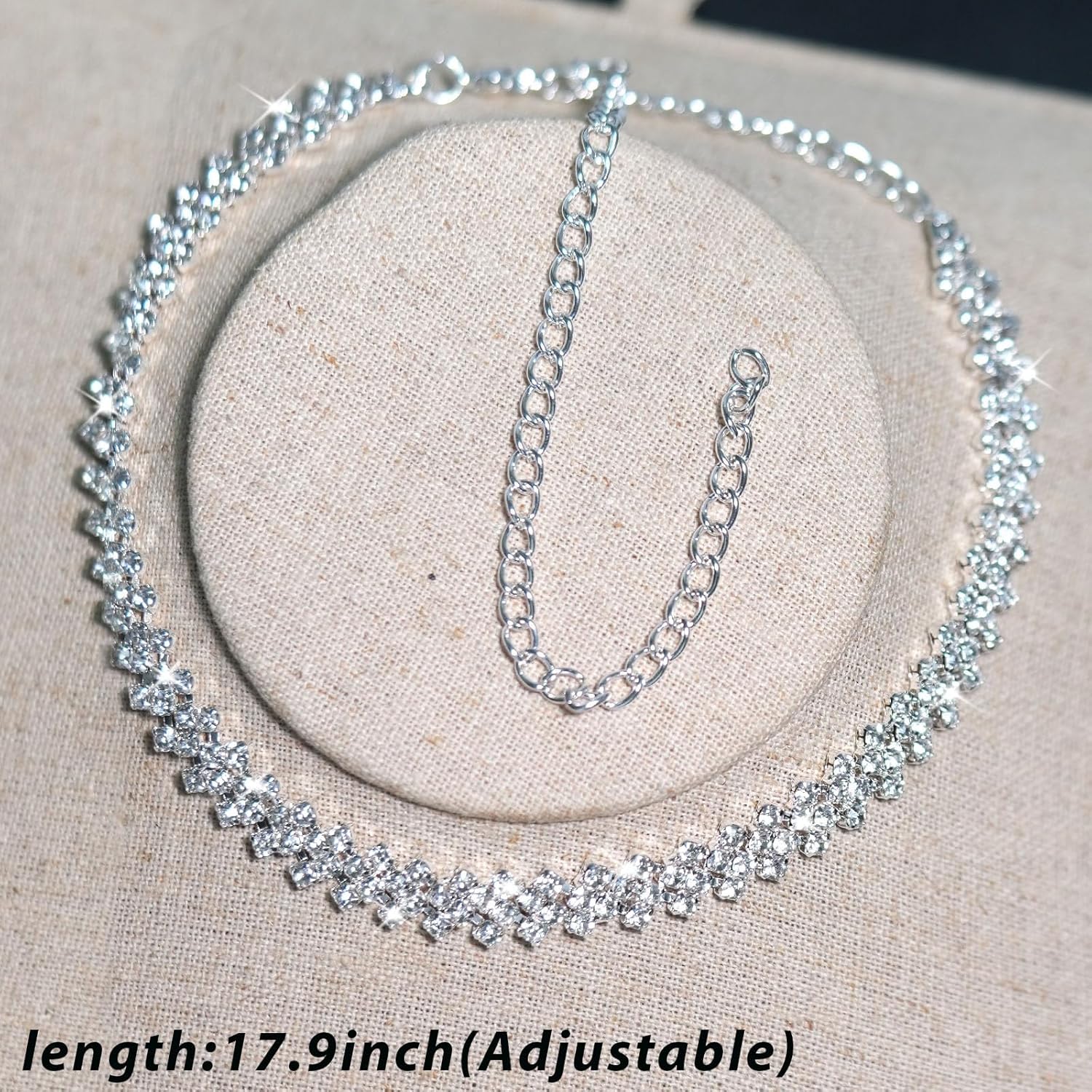Ronglry Rhinestone Choker Necklace for Women Silver Diamond Choker Necklaces for Women Sparkly Crystal Rhinestone Necklace for Women Silver Chokers for Women Party Prom Wedding Jewelry Accessories