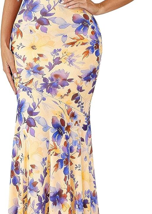 PRETTYGARDEN Womens Summer One Shoulder Maxi Dress 2026 Floral Sleeveless Bodycon Mesh Long Beach Vacation Sun Dresses