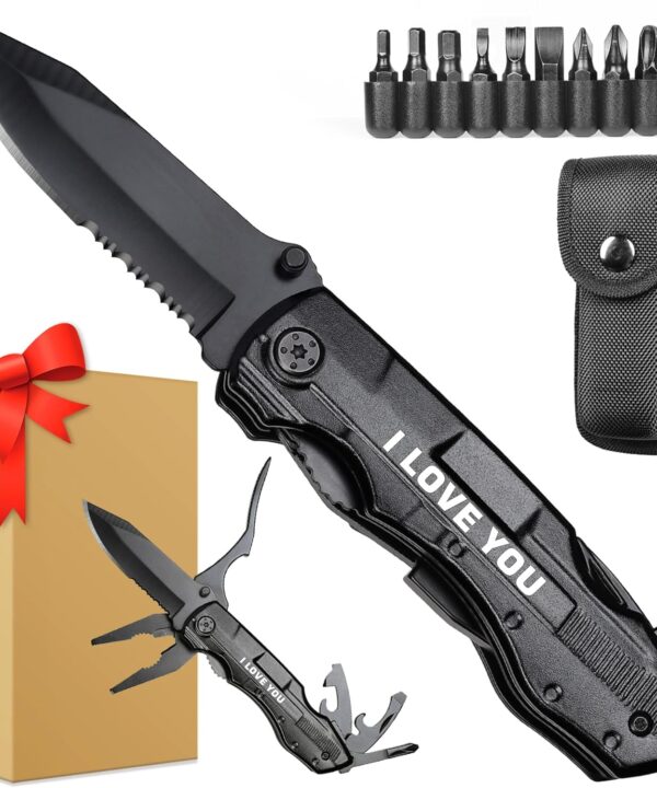 Gifts for Boyfriend Him Husband Men, Multitool KnifeI LOVE YOU, Valentines Unique Gifts, Anniversary Ideal Gift for Husband, Fathers Day Birthday Gift for Him, Christmas Stocking Stuffers