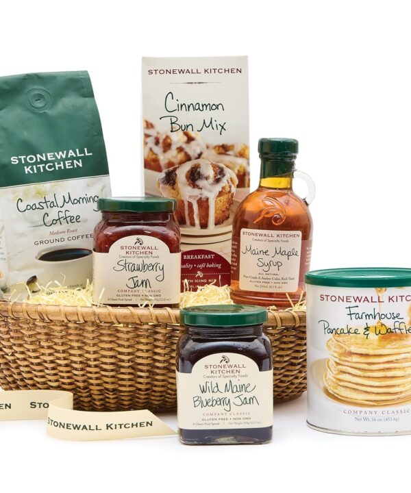 Stonewall Kitchen, New England Breakfast 6-Piece Gift Set with Reusable Basket
