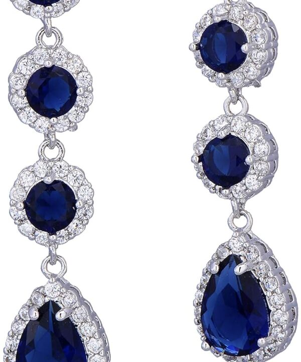 Women's Cubic Zirconia Bridal Earrings - Elegant Long Wedding Party Prom Earring for Bride Bridesmaids Crystal CZ Rhinestone Chandelier Statement Dangle Drop Earrings for girls