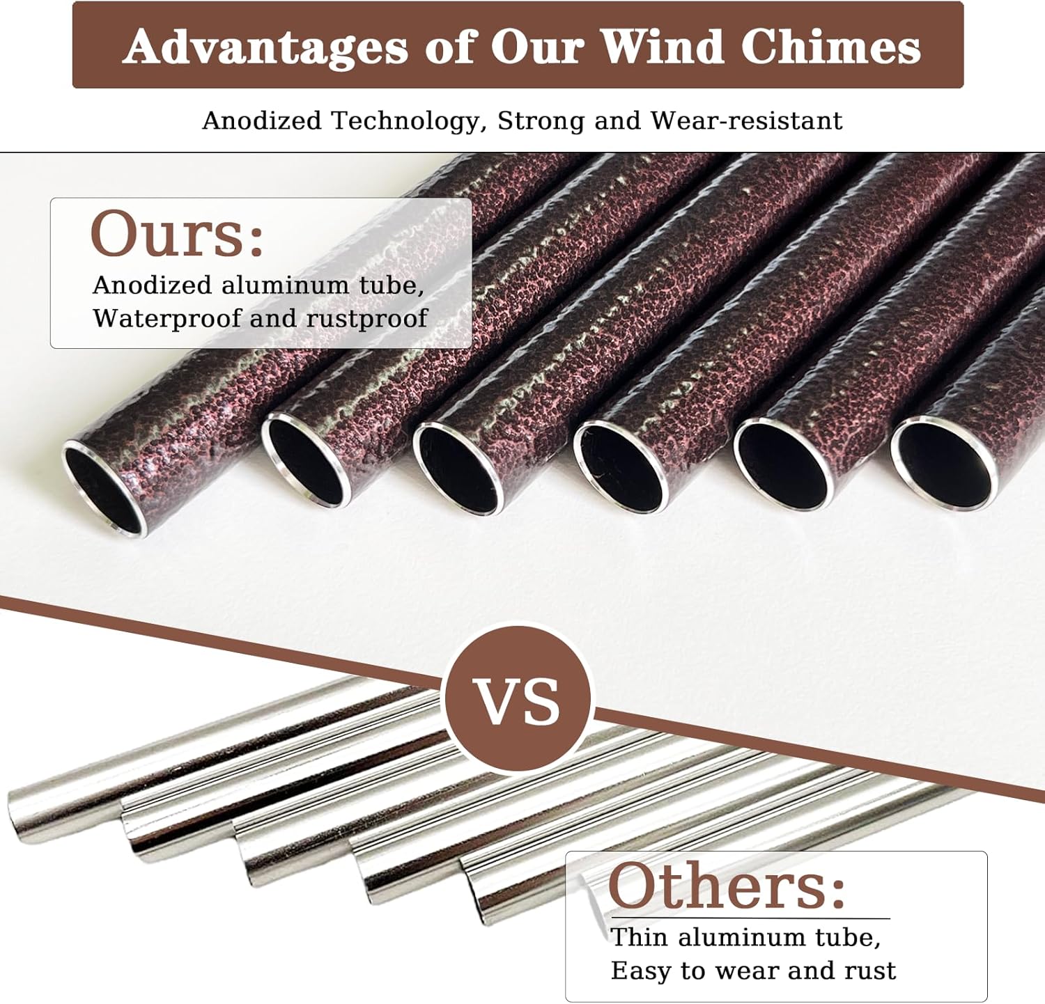 Wedding Anniversary Couples Gift, 32 Bronze Wind Chimes, Wedding Romantic Gift for Couple Parents Friends Women Men, Happy Anniversary Decorations