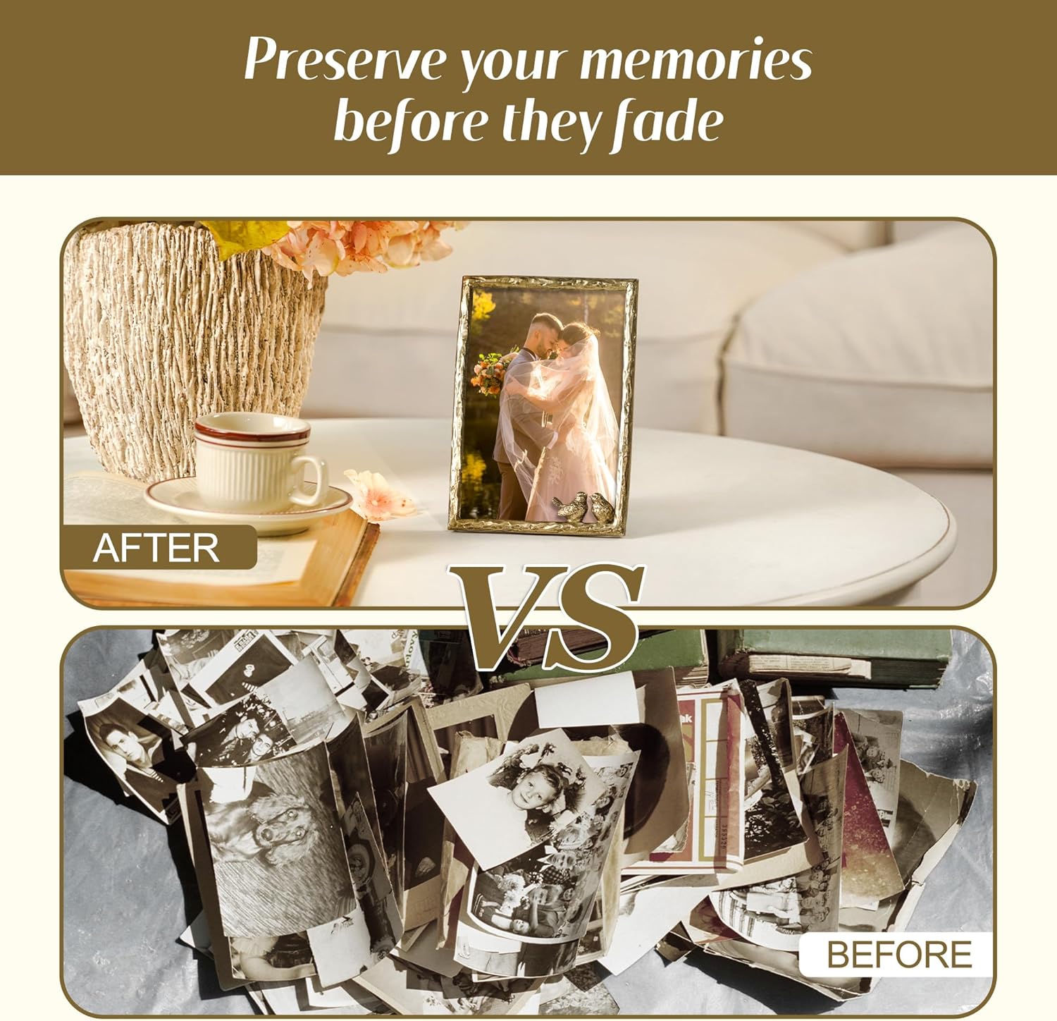 Synovana Romantic Aged Gold 4×6 Picture Frame with Lovebirds Vintage-Style Metal Photo Frame for Cherished Memories and Meaningful Gifts