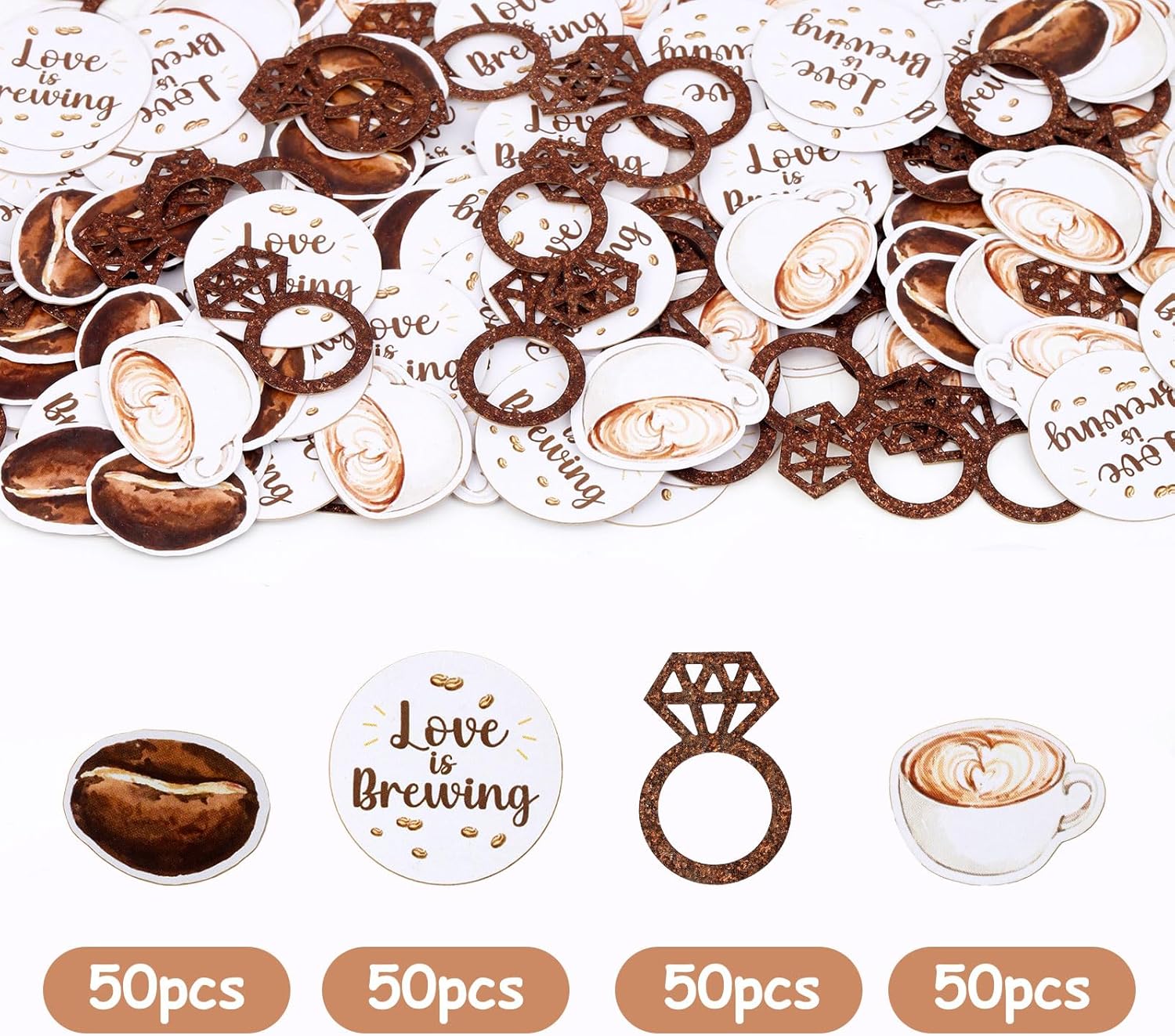 Coffee Bridal Shower Decorations – 200PCS Coffee Confetti, Love is Brewing Bridal Shower Decorations, Cafe Table Decorations for Love is Brewing Wedding Shower Engagement Party