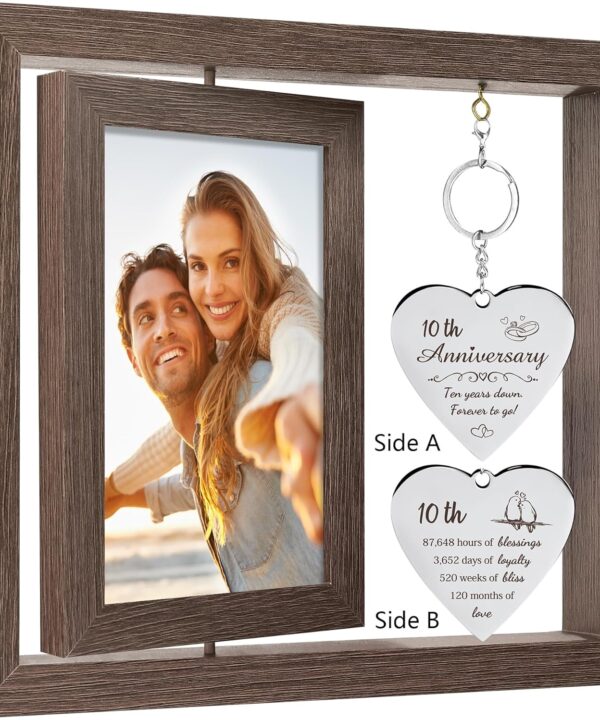 10 Year Anniversary Picture Frame Gifts for Couple 10 Year Anniversary Decorations Gifts for Wife 10 Year Gift Anniversary Customized Photo Frame Happy 10th Aniversario Decorations Gift for Him