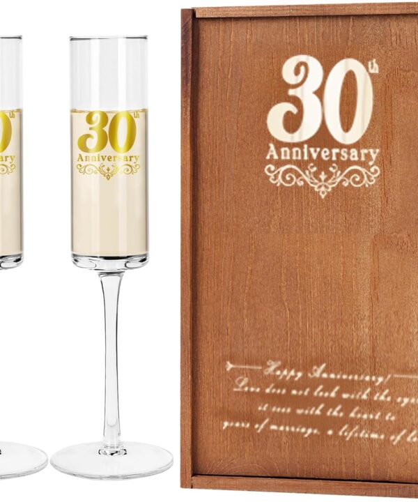 30th Wedding Anniversary for Couple, 30th Anniversary Champange Glasses for Parents, 30th Wedding Anniversary Champange Flute Gift for Grandparents, 30 Years of Anniversary Present