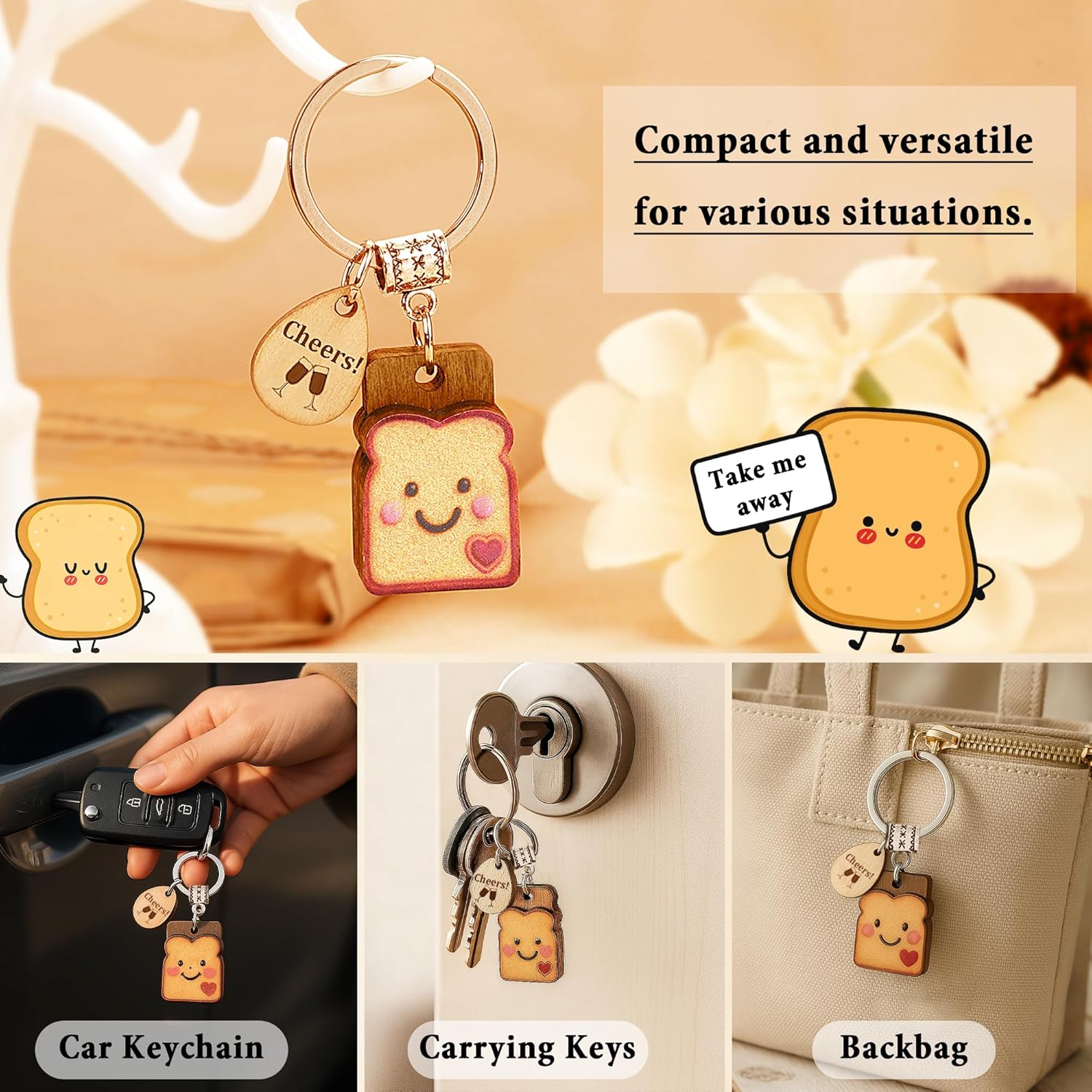 New Beginnings Gifts for Girls Toast Keychain, Galentines Day Gifts for Best Friend Love/Engagement/Housewarming/Birthday Present as Her Valentines Keychains for Couple Coworker Sister