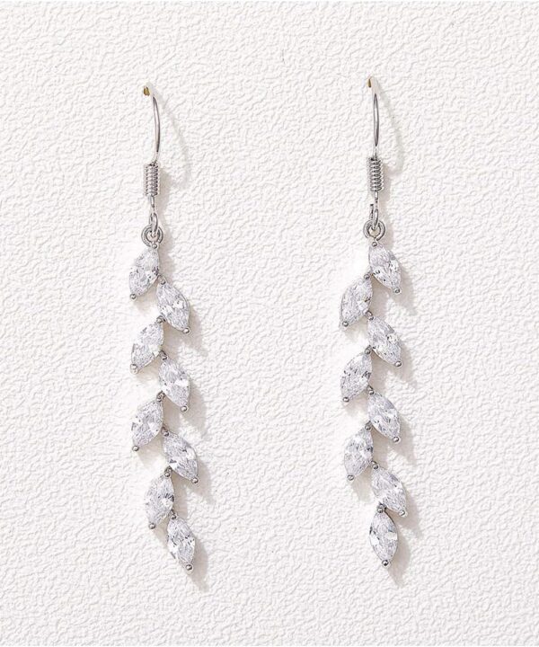 SWEETV Marquise Wedding Dangle Earrings for Brides Bridesmaid, Crystal Long Bridal Earrings for Women Prom