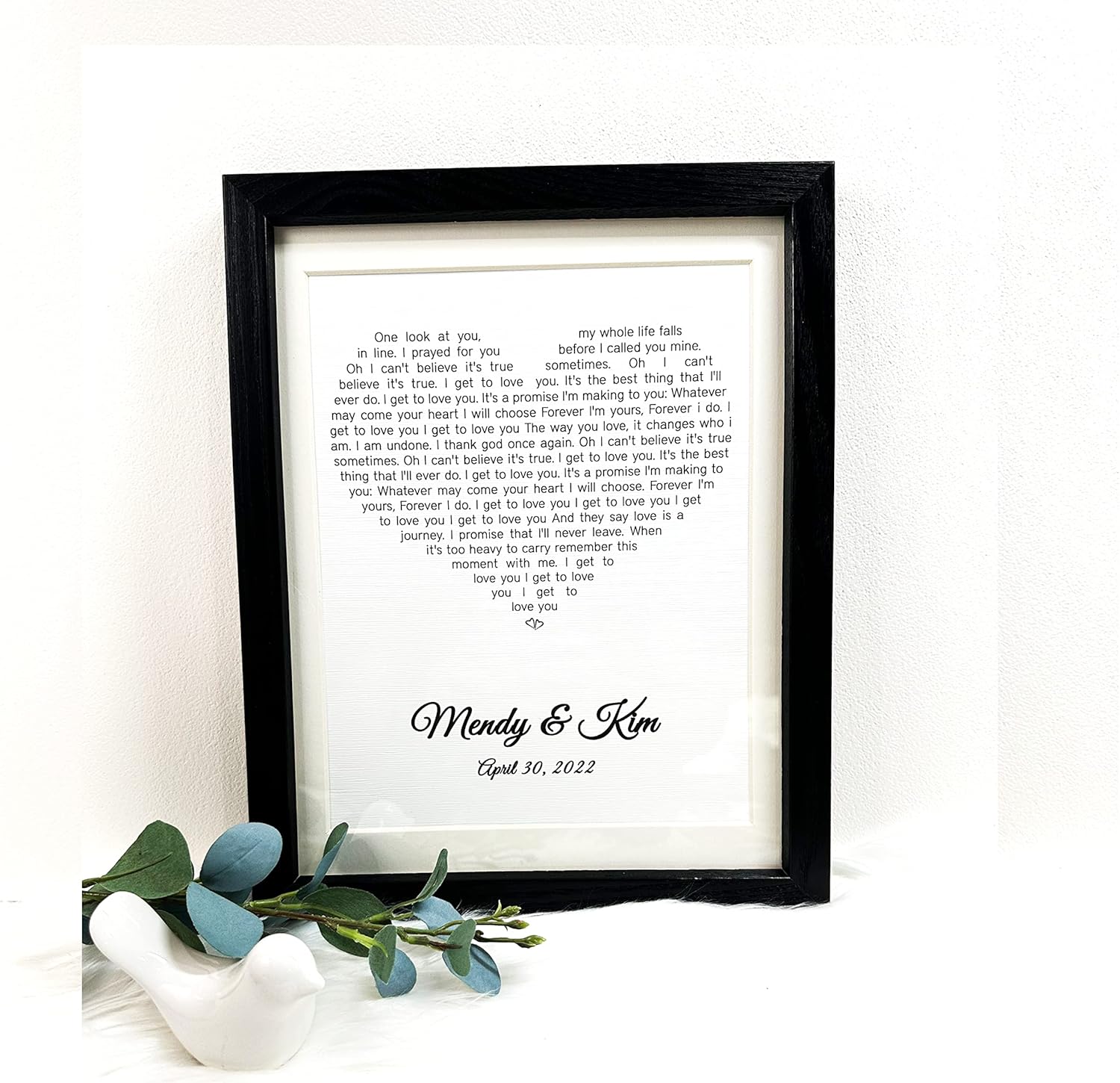 AlovelyDetail Personalized 1st Wedding Paper Anniversary Lyrics Art First Year For Him Or Anniverary Valentines Day Gift for Husband Wife Him Her