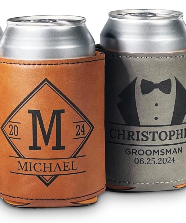 Personalized Groomsmen Can Cooler - Custom Groomsmen Gifts - Personalized Wedding Can Cooler - Can Sleeve Gifts - Beer Can Holder Wedding Favors