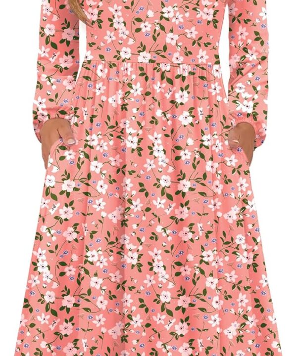 Zeagoo Long Sleeve Dresses for Women 2026 Fall Winter Casual Flowy A-Line Boho Midi Party Long Dress with Pockets