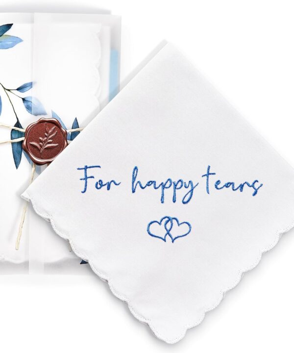 W&F GIFT Handkerchief - 12" x 12" - Something Blue for Bride on Wedding Day - Bridal Weddings Hankie