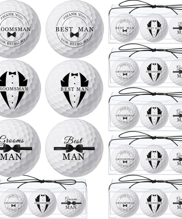 HyDren Groomsmen Proposal Gifts Groomsmen Golf Balls Wedding Favors Golf Balls PVC Boxes and Ropes Best Man Gifts