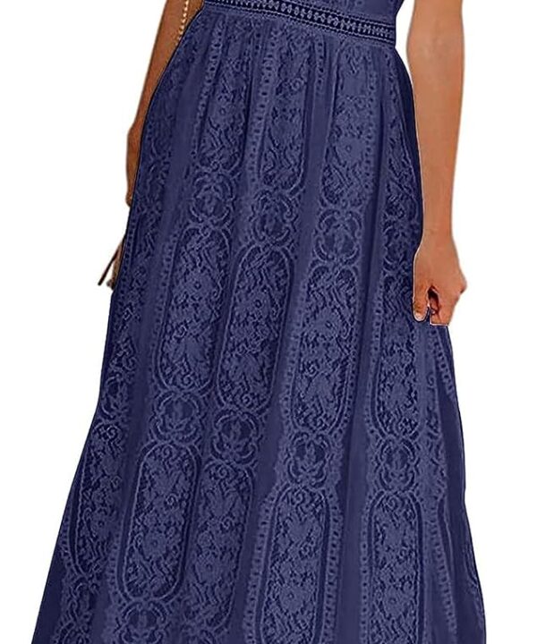 MEROKEETY Women's 2026 V Neck Short Sleeve Floral Lace Wedding Dress A Line Boho Bridesmaid Cocktail Party Maxi Dress