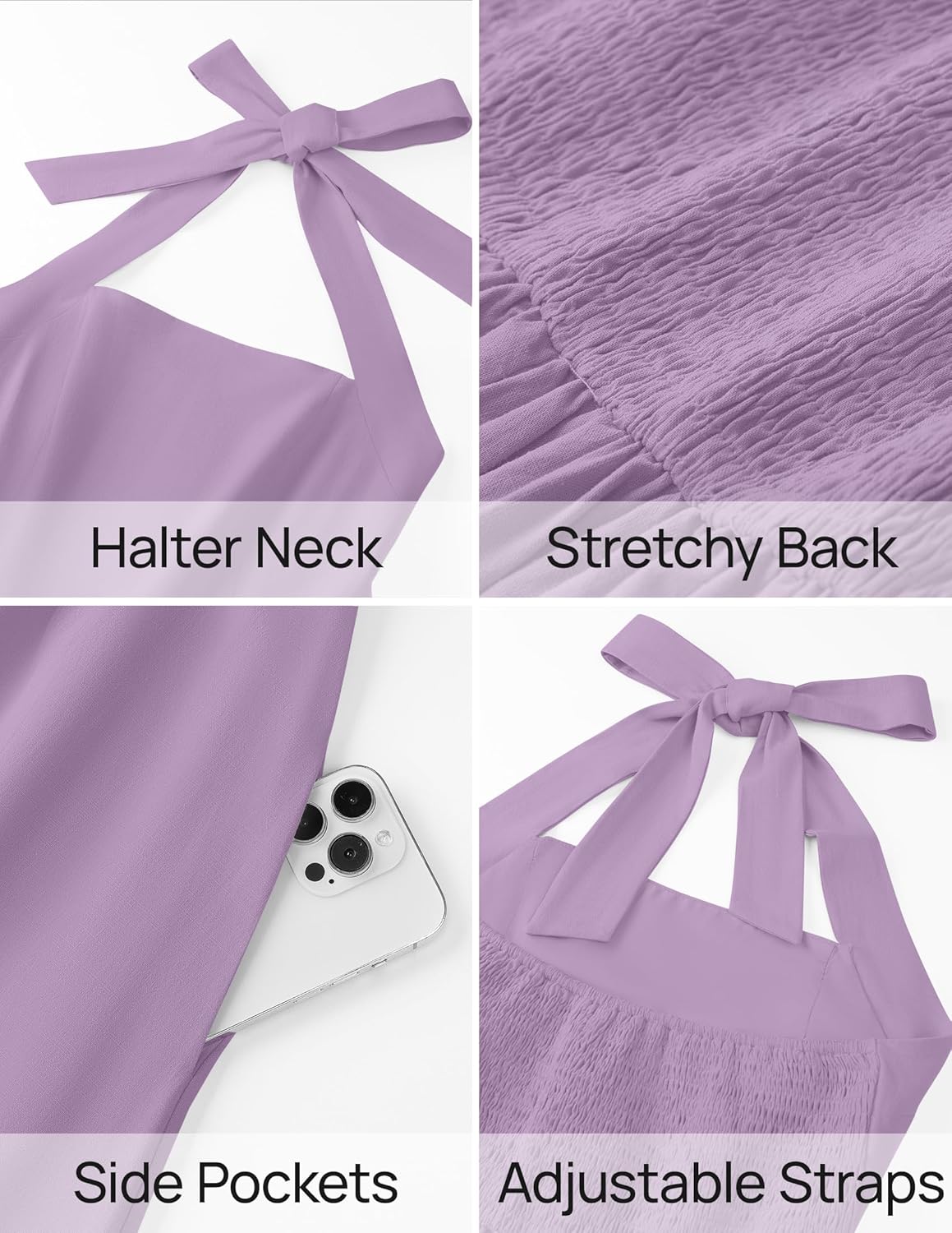 ZESICA Womens Summer Sleeveless Halter Midi Dress 2026 Off Shoulder High Waist Flowy Beach Wedding Guest Long Dresses