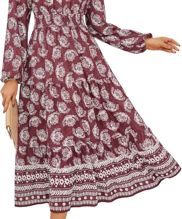 GRACE KARIN Womens Floral Maxi Dress 2026 Spring Wedding Guest Dress Long Sleeve V Neck Boho A Line Flowy Dresses with Pocket