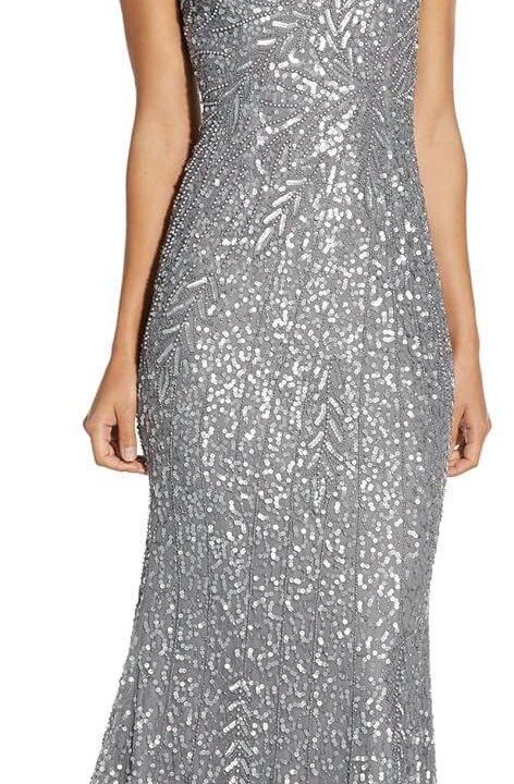 Adrianna Papell Womens Beaded Mermaid GownSpecial Occasion Dress