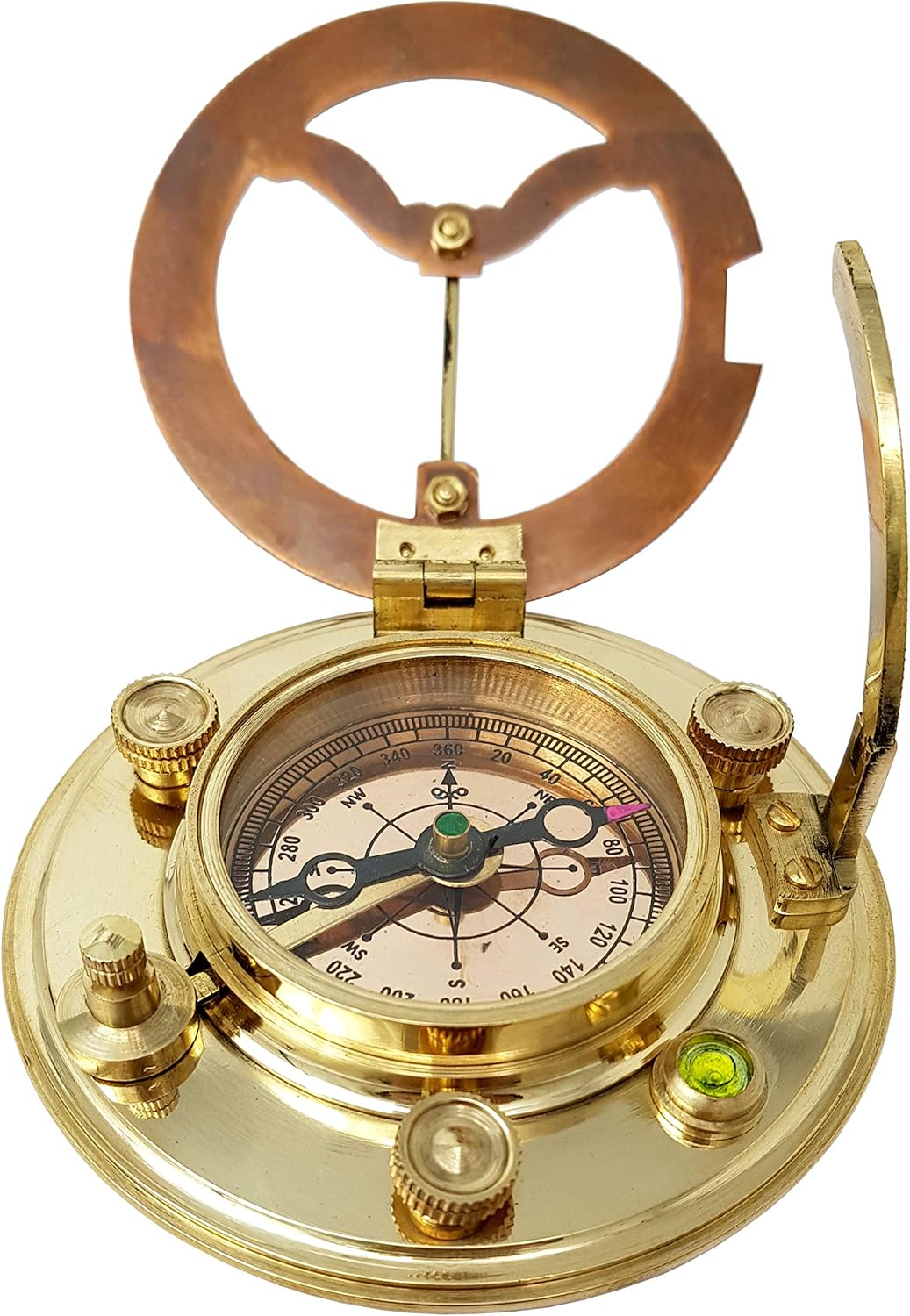 Brass Nautical – Antique Brass & Copper Sundial Compass, Sundial Clock in Box Gift Sun Clock Ship Replica Watch