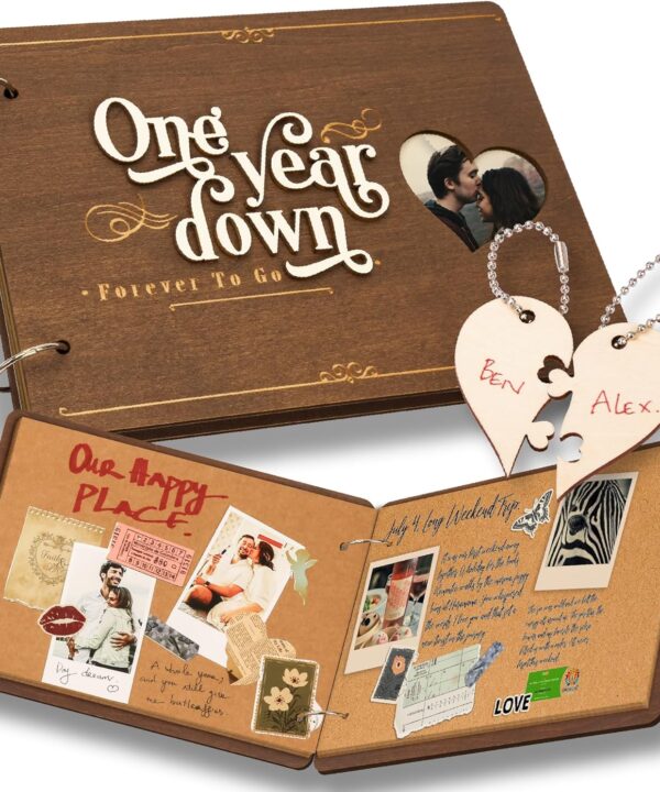 1 Year Anniversary Boyfriend Gifts - One Year Dating Gifts For Her Girlfriend, 1 Year Anniversary Scrapbook, 1st Wedding Gift