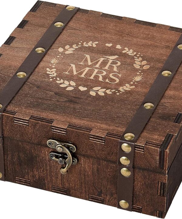 AW BRIDAL Mr and Mrs Wedding Keepsake Box for Couples, Wooden Memory Boxes with Lids, Bridal Shower Gifts for Bride Bachelorette Party, 2026 Engagement Gift for Newlyweds and Marriage Couple