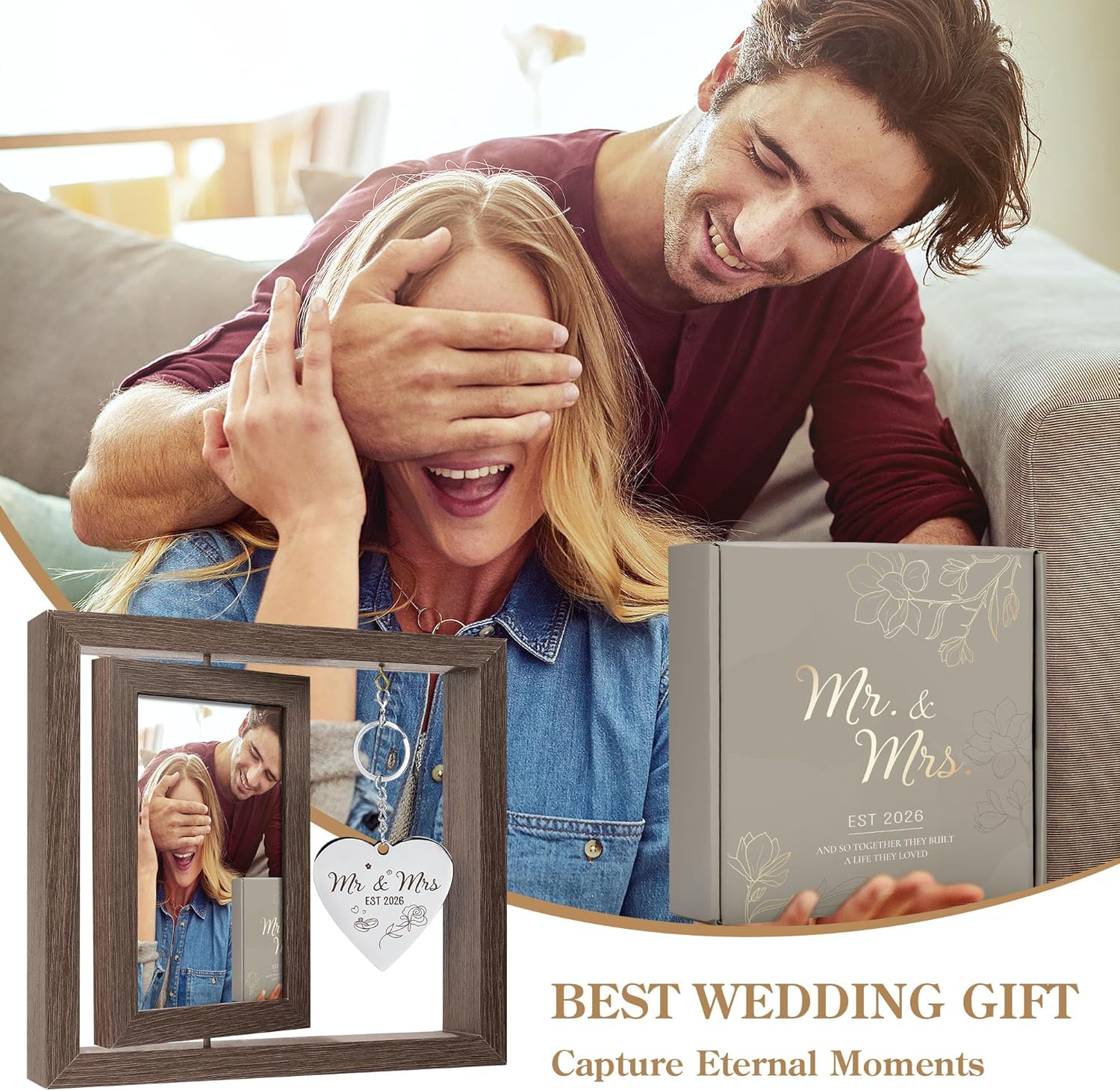 Wedding Gifts for Couples Personalized Wedding Gifts for Newlyweds Gift Wedding Picture Frame Mr and Mrs Wedding Presents for Newlyweds Bridal Shower Gift for Bride