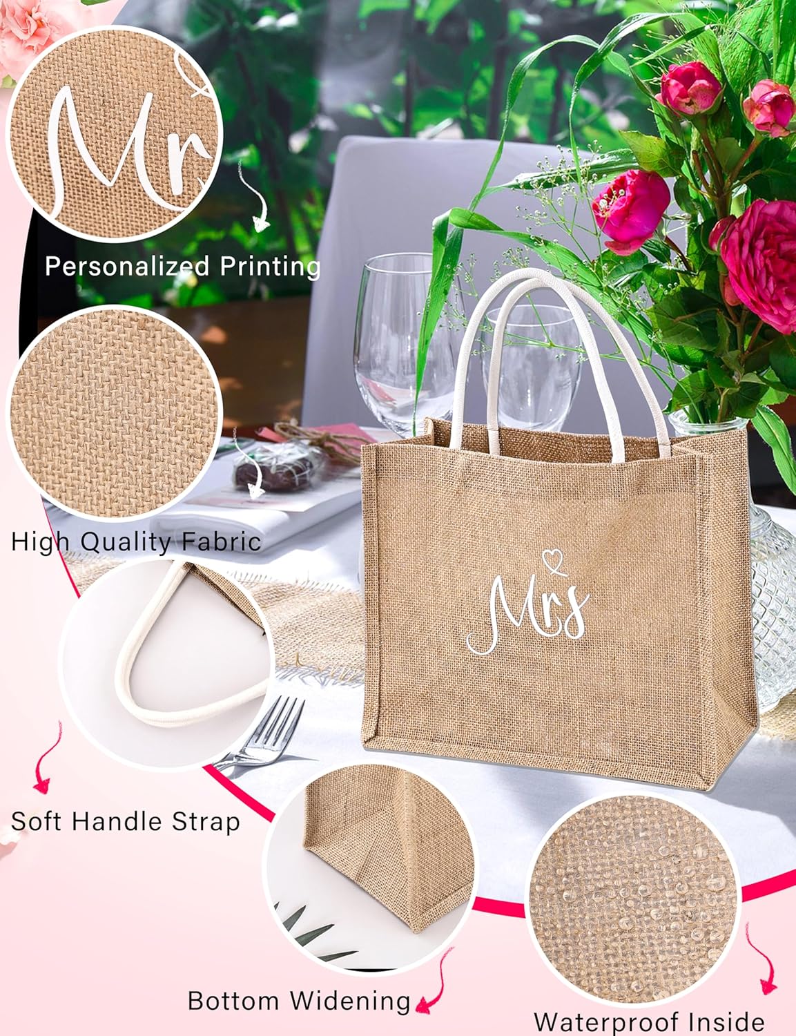 EPLAZA 6 Pcs Bride Robe for Wedding Day Set Bridal Robe with Slippers Tumbler Tote Lace Trim Wedding Robes for Bachelor Party