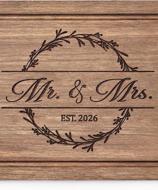 Craftique Wedding Gifts for Couples 2026, Bridal Shower Gifts- Walnut Wood Cutting Board Engraved with Mr. and Mrs. EST. 2026- Mr and Mrs/Wedding/Engagement Gift for Newlyweds Bride and Groom
