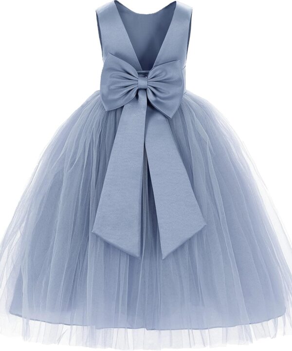 ekidsbridal V-Back Satin Flower Girl Dress Toddler Communion Gown Formal Dresses 219